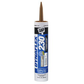 DAP Dynaflex 230 cedar tan window frame sealant ready to seal drafts.
