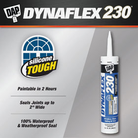 DAP Dynaflex 230 sealant being smoothed for a watertight interior and exterior seal.