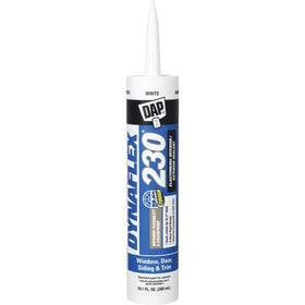 DAP Dynaflex 230 white sealant cartridge for indoor/outdoor sealing.
