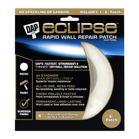 DAP Eclipse Rapid Wall Patch applied to damaged drywall for seamless, paint-ready repair.