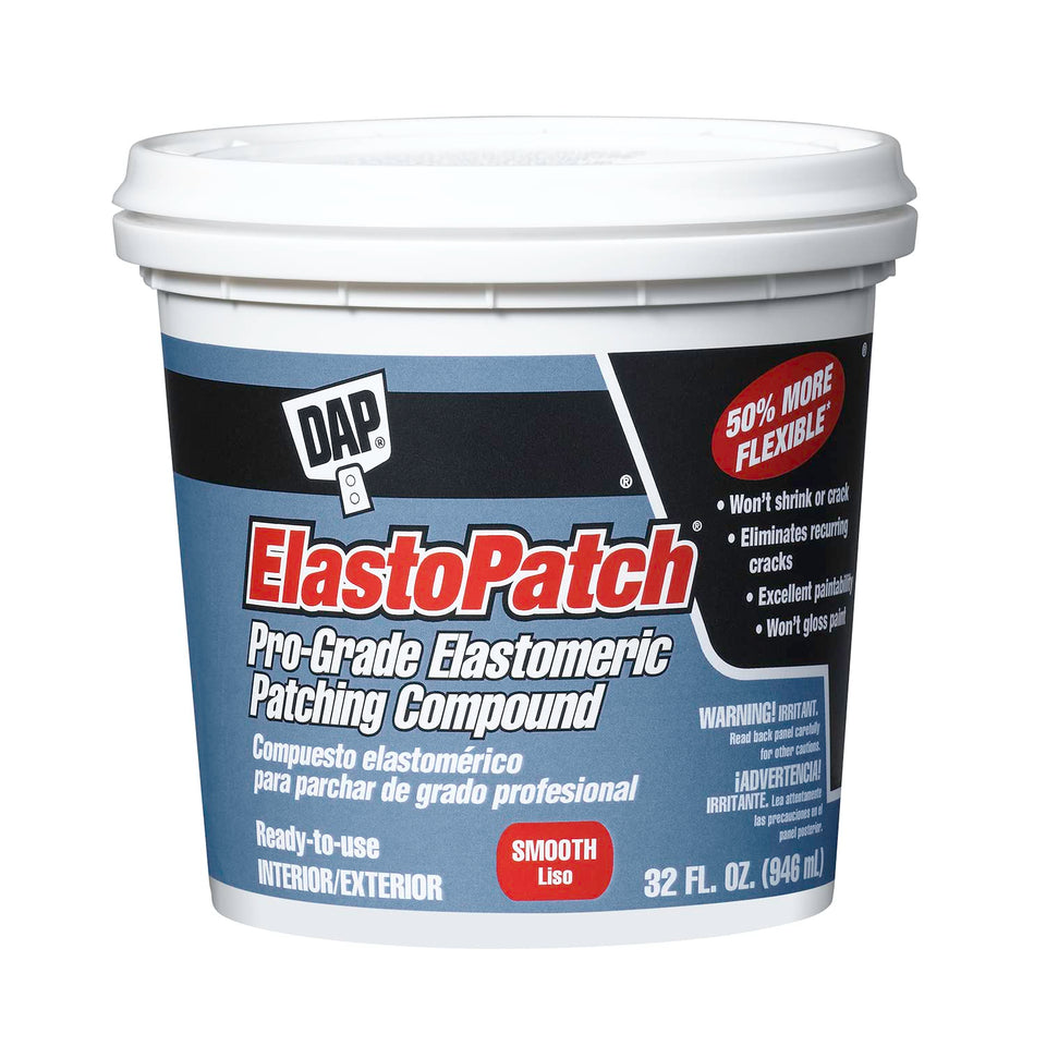 DAP Elastopatch on drywall showing smooth crack filler and flexible finish for long-lasting repairs