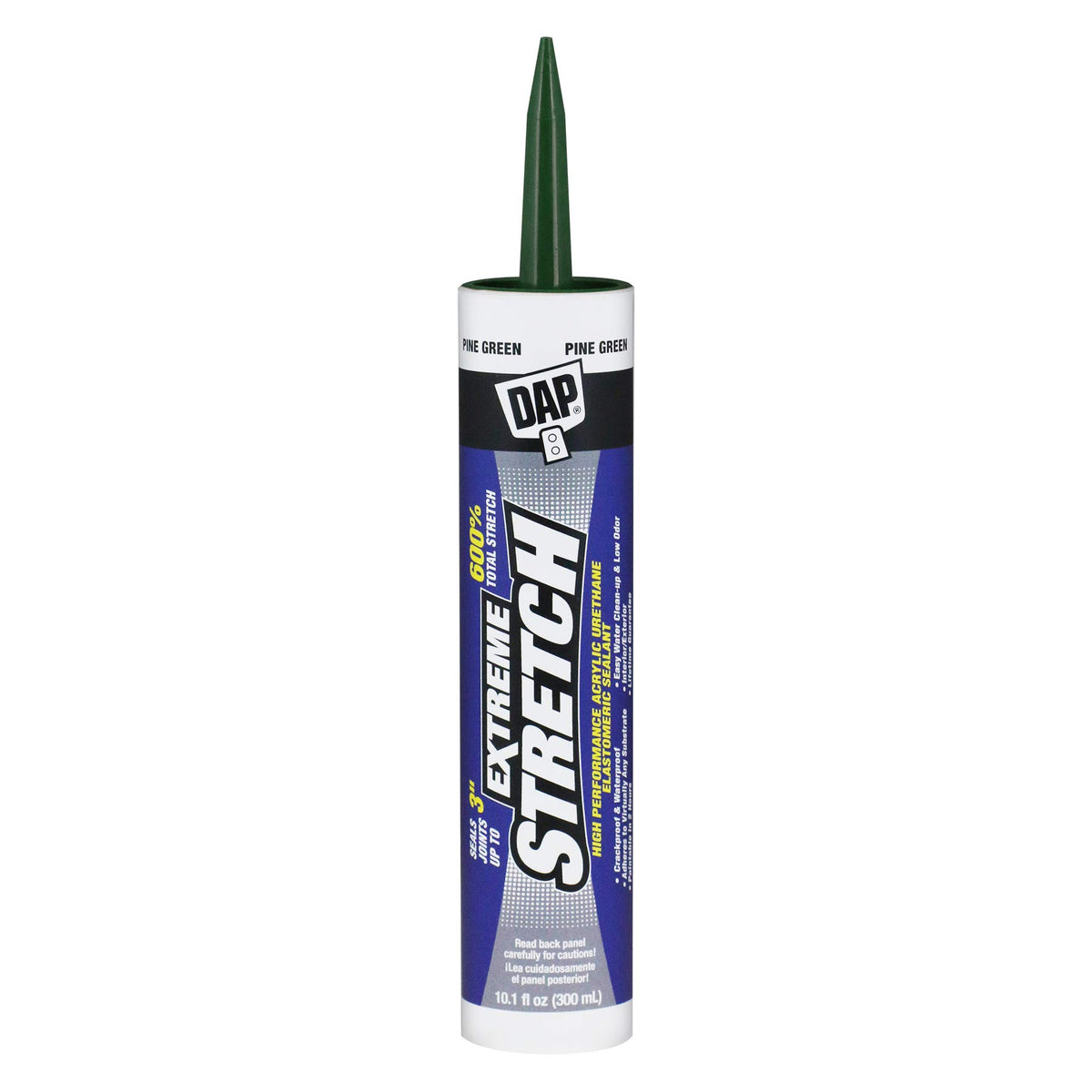 DAP Extreme Stretch pine green tube for versatile interior and exterior sealant.