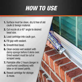 DAP Extreme Stretch seals up to 3 inch gaps for reliable weatherproof caulking.