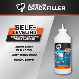 DAP Liquid Cement Crack Filler self-leveling surface patch for seamless repair.