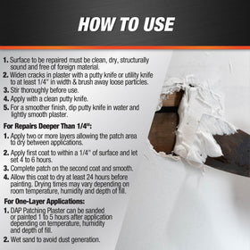 DAP Patching Plaster fills holes and cracks in plaster or drywall