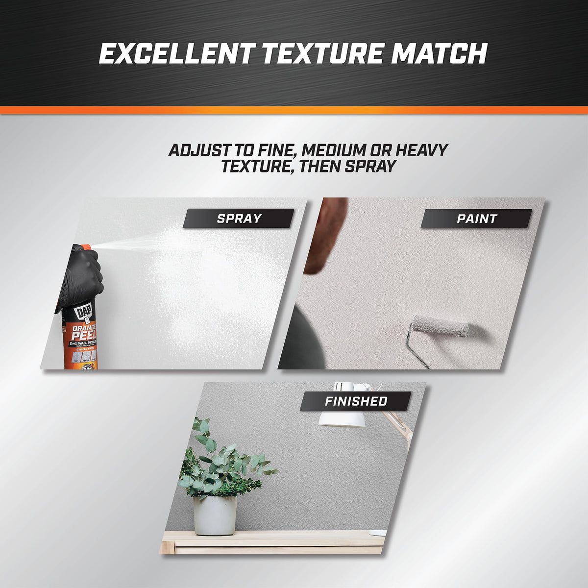 DAP Spray Texture low odor water-based formula suitable for indoor projects