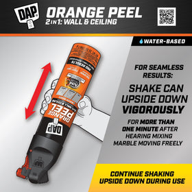 DAP Spray Texture wall coverage at various angles supports even ceilings