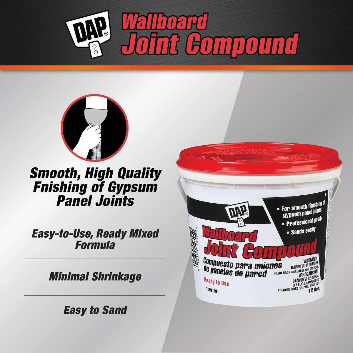 DAP joint compound enables tape embedding for crack-resistant drywall joints