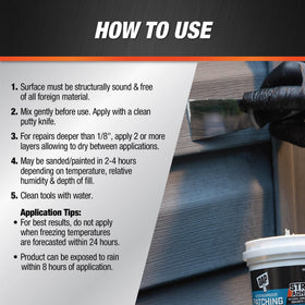 DAP Weatherproof Patching Compound sanding-ready finish after curing.