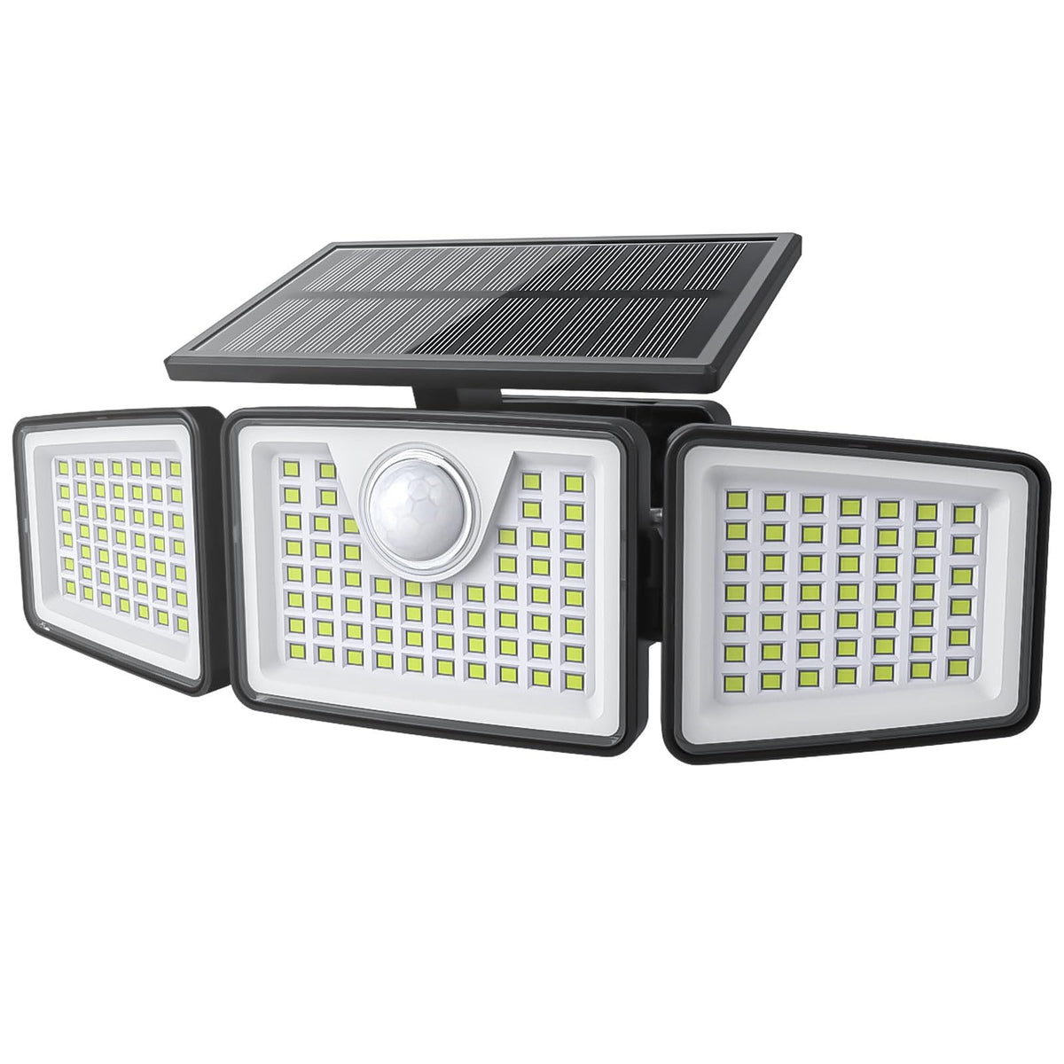 Daphino 2500LM solar flood light front view for driveway illumination