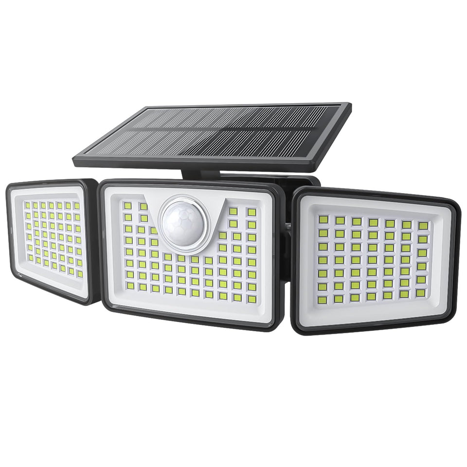 Daphino 2500LM solar flood light front view for driveway illumination