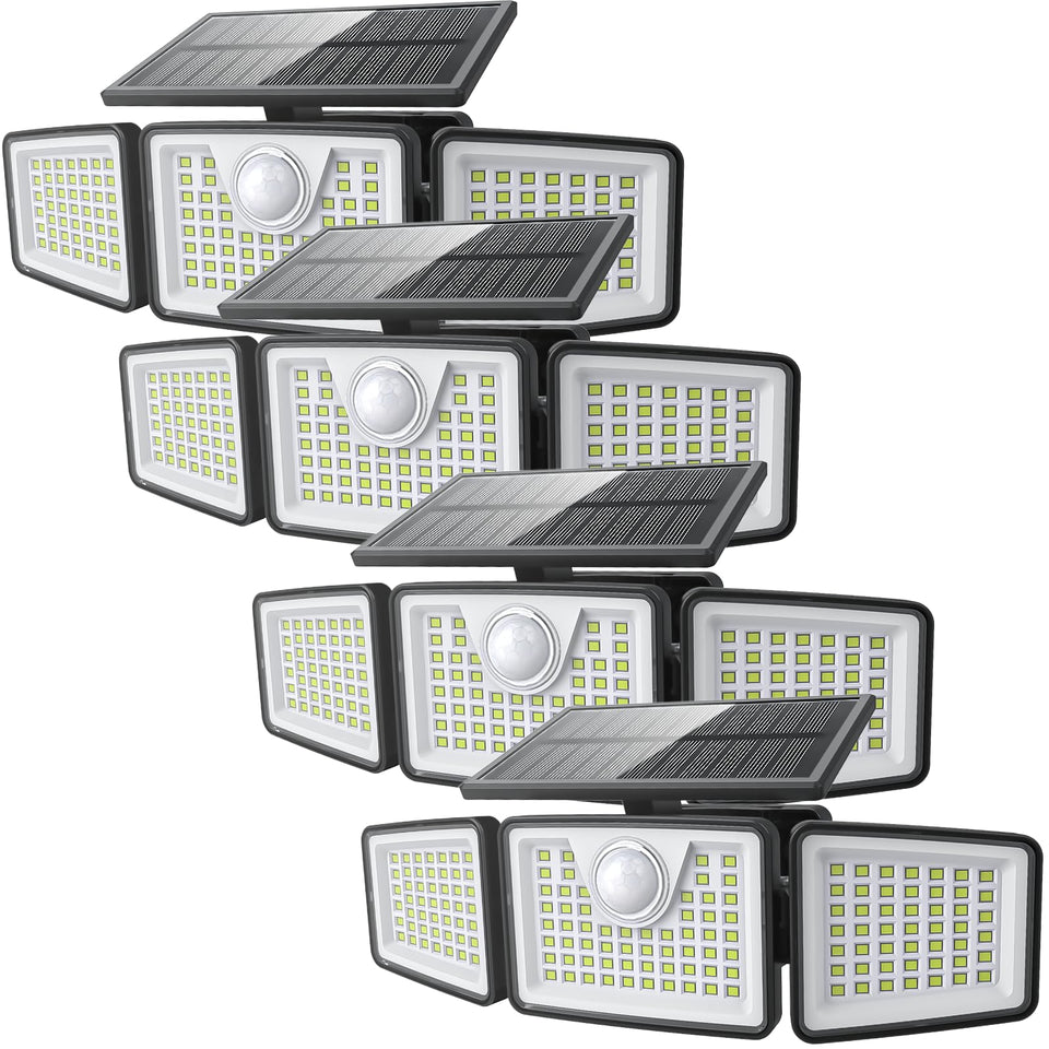 Daphino 3-head solar light with 270° wide-angle coverage for thorough outdoor lighting.