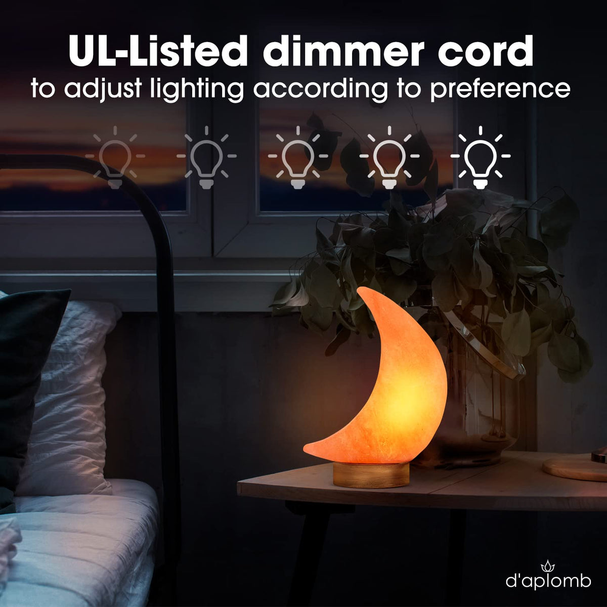 d'aplomb dimmer cord close-up shows adjustable brightness for personalized lighting.