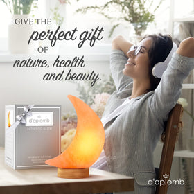 d'aplomb hand-carved salt lamp detail highlights artisan craftsmanship.