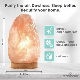 d'aplomb Himalayan salt lamp with dimmer switch and two bulbs.