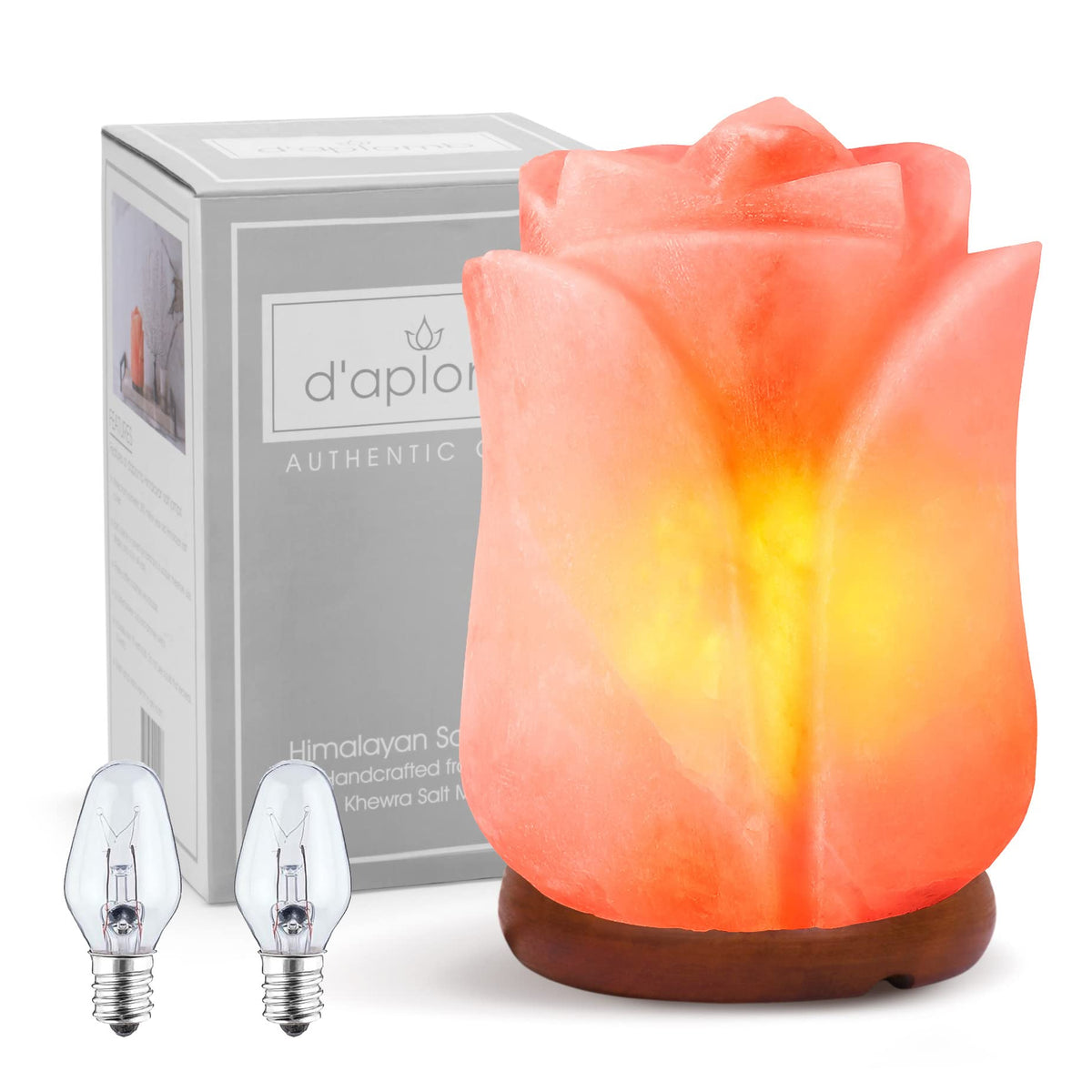 d'aplomb Himalayan salt lamp rose front view for warm ambiance