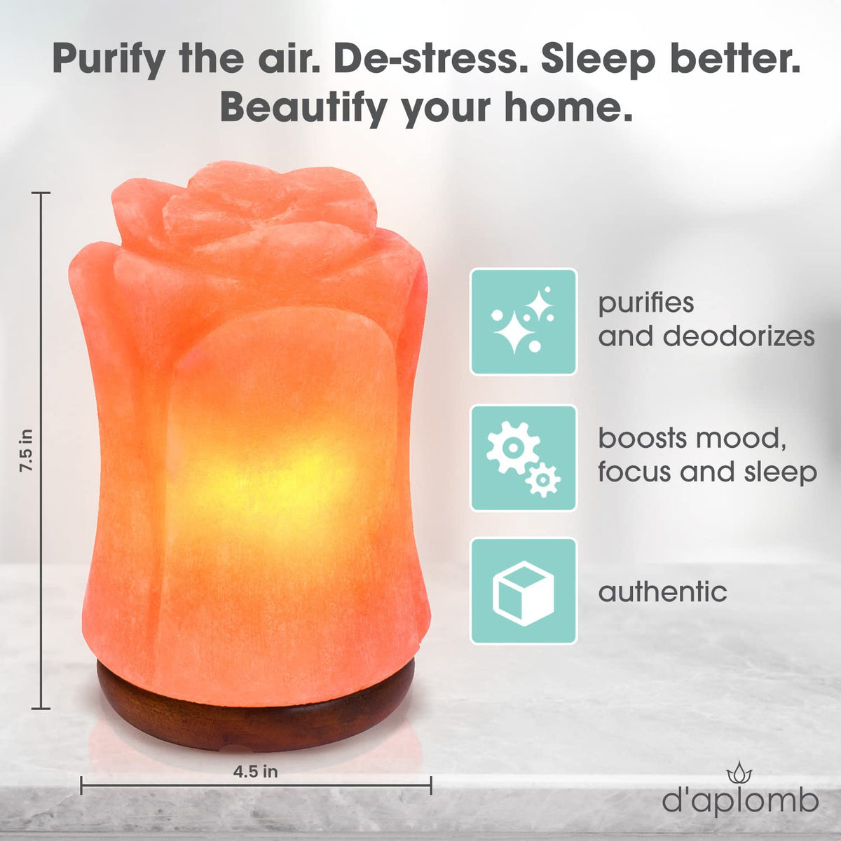 wood base with UL dimmer switch highlighted for safe brightness control