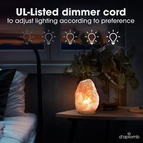 d'aplomb lamp with wood base and soft glow suitable for relaxation.