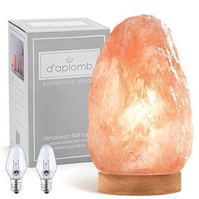 d'aplomb pink crystal Himalayan salt lamp glowing softly for cozy ambiance