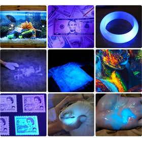 DARKBEAM A100 UV light 365-395 nm highlights fluorescence for stains and security checks.