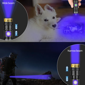 Darkbeam IPX4 waterproof UV flashlight used on damp surfaces