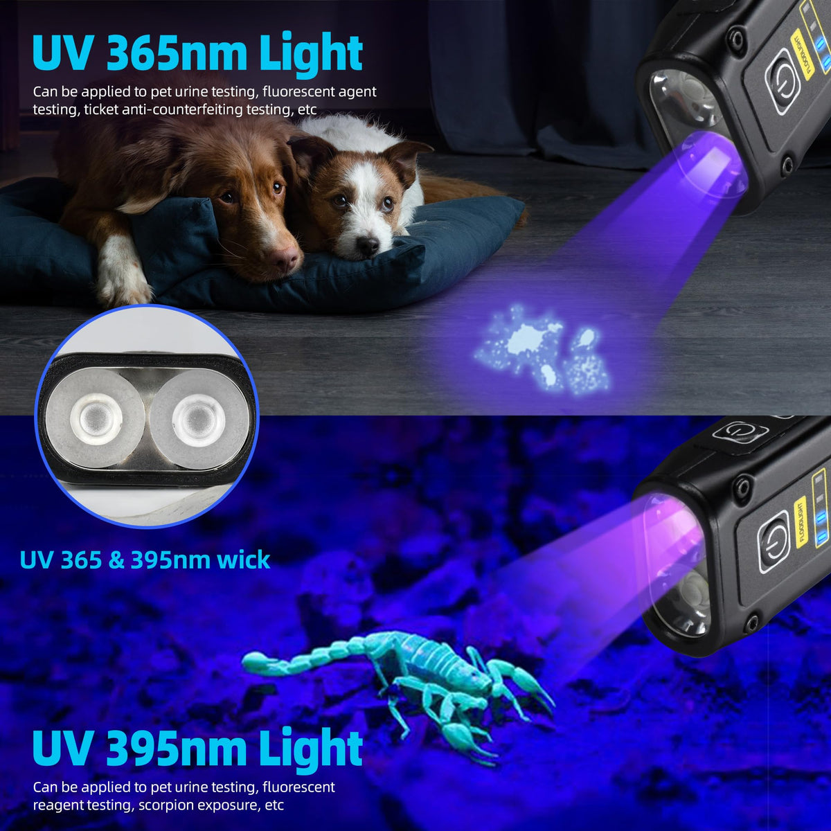 DARKBEAM UV Flashlight USB-C recharge port enables easy power on the go