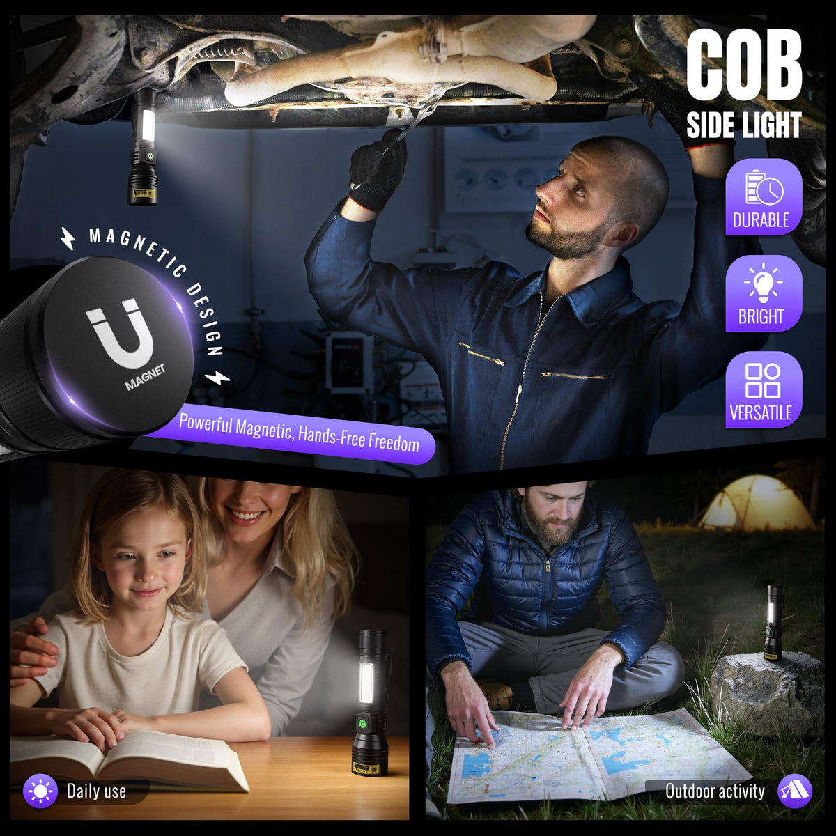 DARKDAWN UV flashlight provides a 328 ft narrow beam for distant illumination.