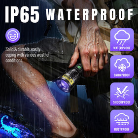 DARKDAWN UV flashlight compact design with pocket clip for one-handed use.