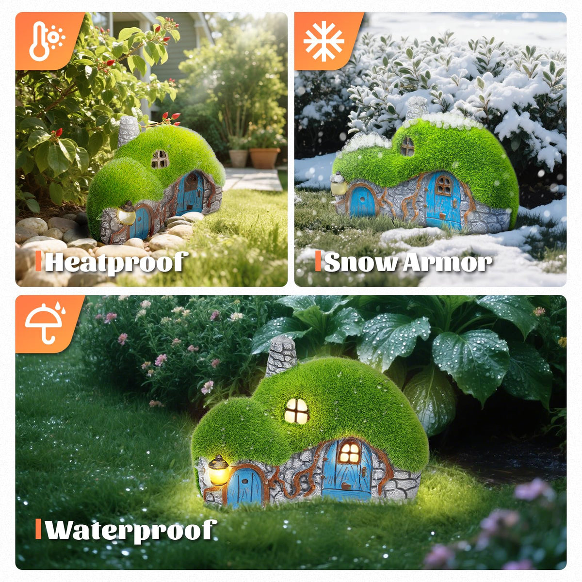 Darkdec garden house statue solar light adds cozy night glow to yard