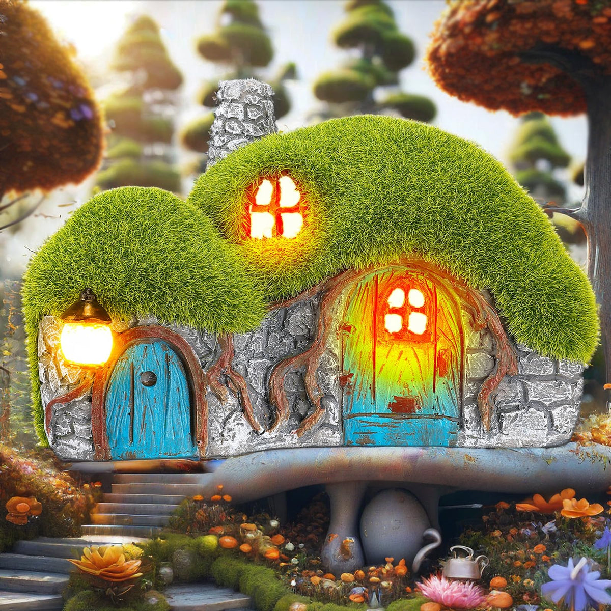 Darkdec outdoor figurine lights illuminate the garden with solar power