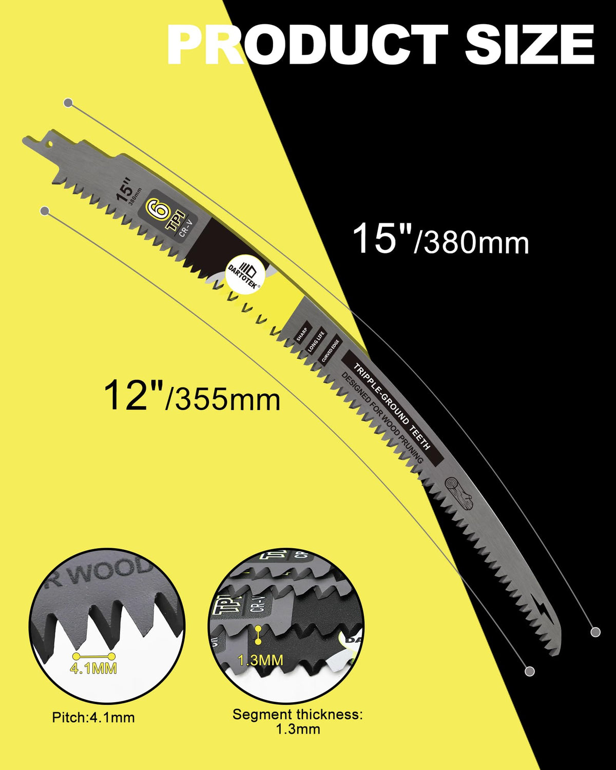 DARTOTEK curved-edge 6TPI blade designed for smooth pruning.