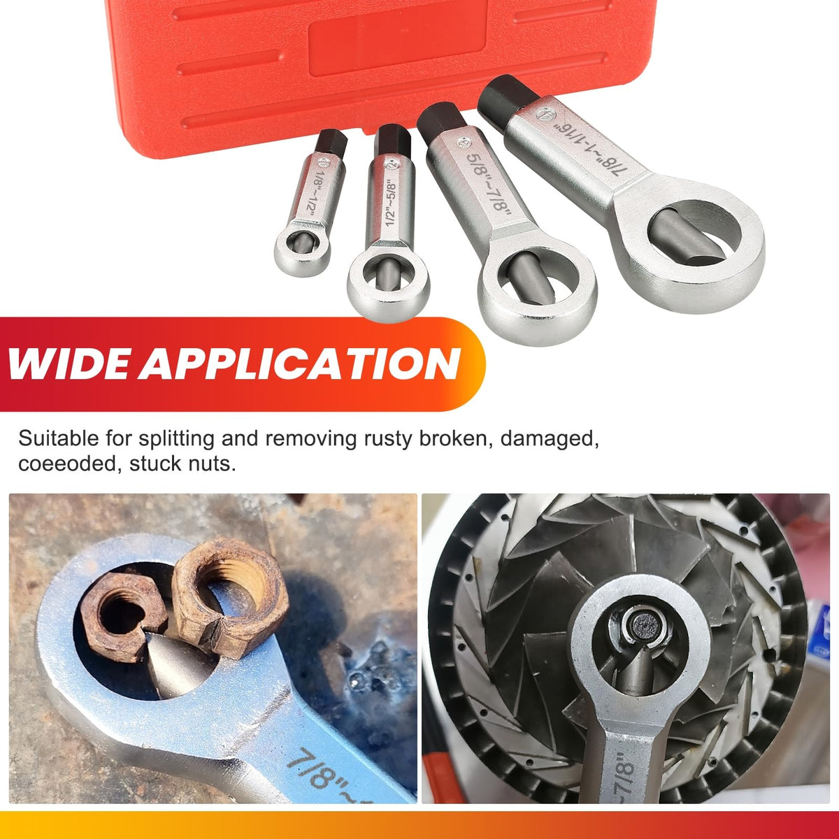 DASBET 21mm slot nut splitter tackles large damaged nuts with leverage.