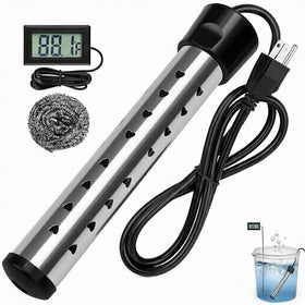 Dastminear 2000W immersion heater with LCD displays precise water temperature for quick soaks.