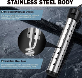 Dastminear portable submersible heater fits buckets for on-the-go warmth.
