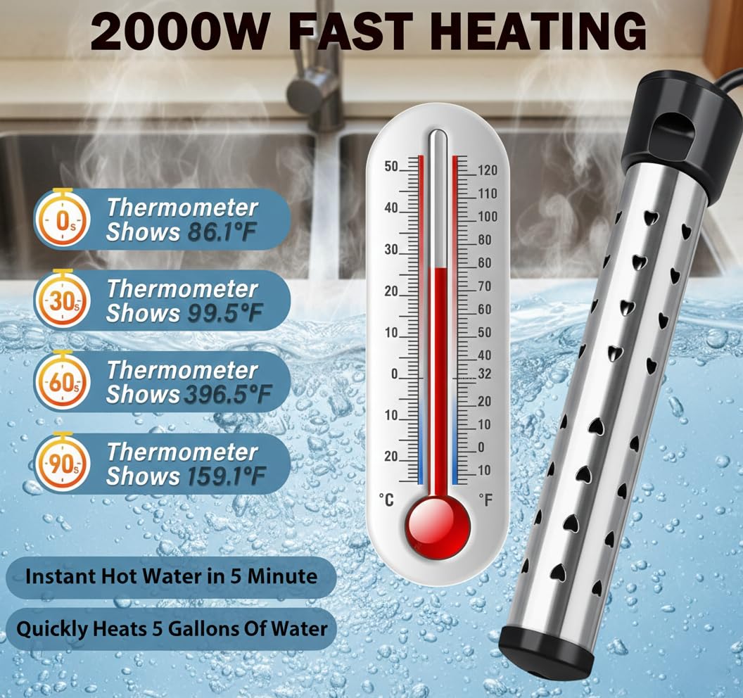 Dastminear stainless-steel guard protects hands during heating in tubs.