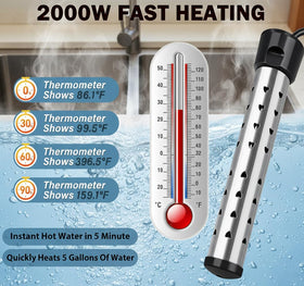 Dastminear stainless-steel guard protects hands during heating in tubs.