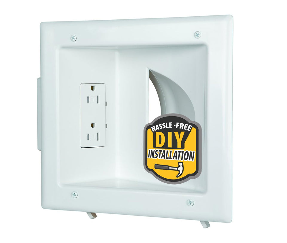 DATA COMM 45-0031-WH recessed low-voltage wall plate with cable management.