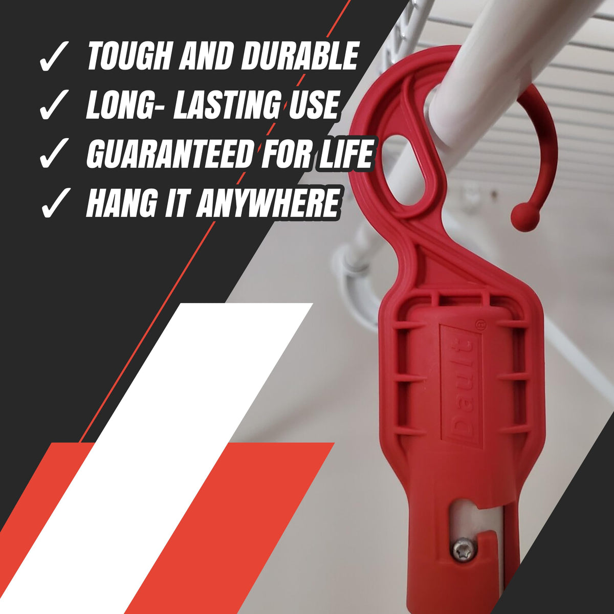 DAULT durable glass-filled nylon construction is built for long-lasting garage use