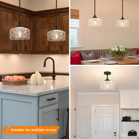 Daunton pendant with 90° swivel centers light precisely over surfaces.