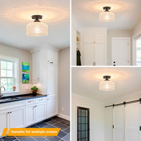 Daunton glass shade pattern detail adds elegance when lit.