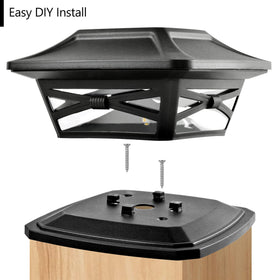 Davinci Flexfit solar post cap light with 6x6 base, sturdy outdoors.