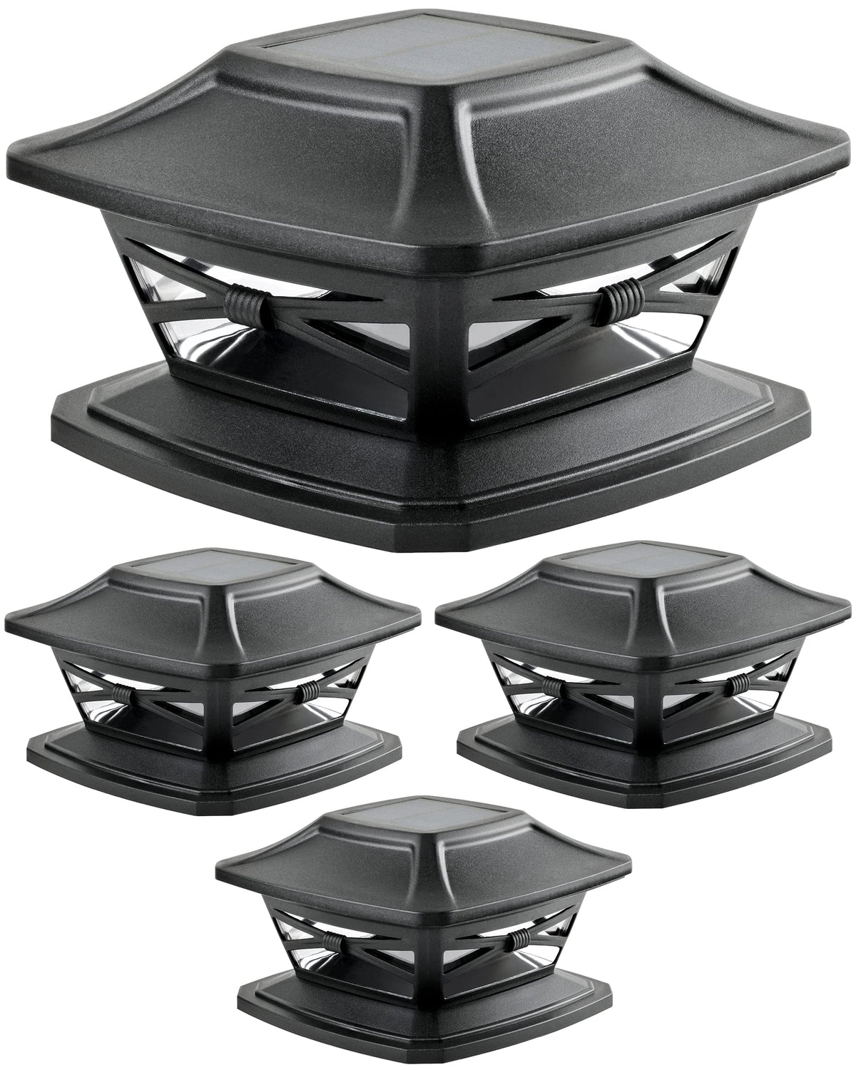 Davinci Lighting Flexfit solar post cap lights, front view, elevating exterior illumination