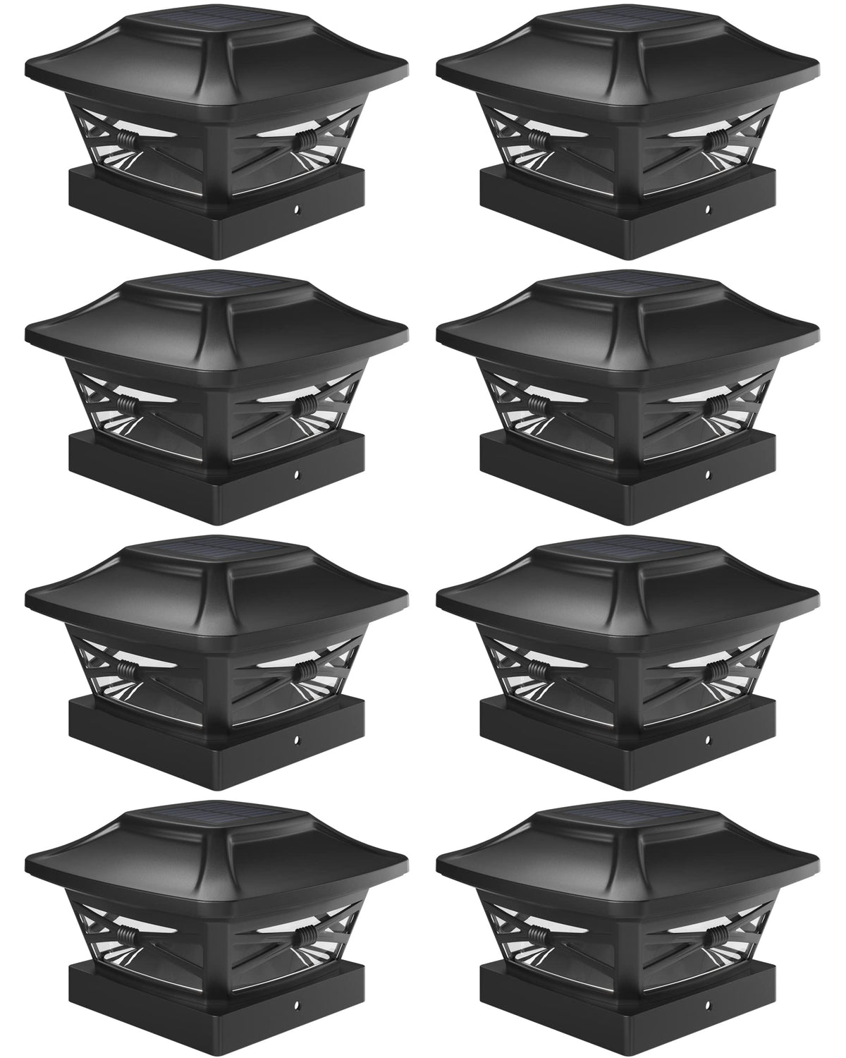 Davinci Lighting Renaissance solar post cap on a 4x4 base providing warm evening ambiance.