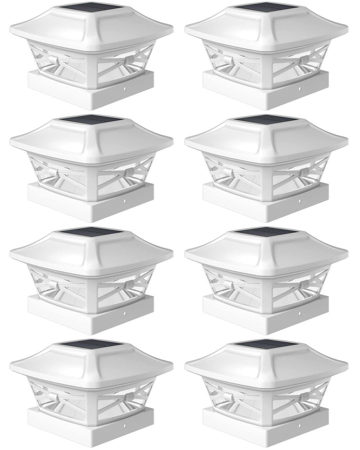 Davinci Lighting Renaissance solar post cap lights on a fence post provide warm illumination.