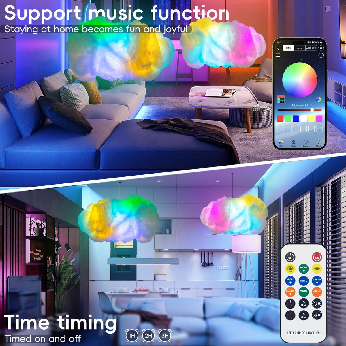 DAWELED bedroom cloud lights create cozy ambience and backdrop