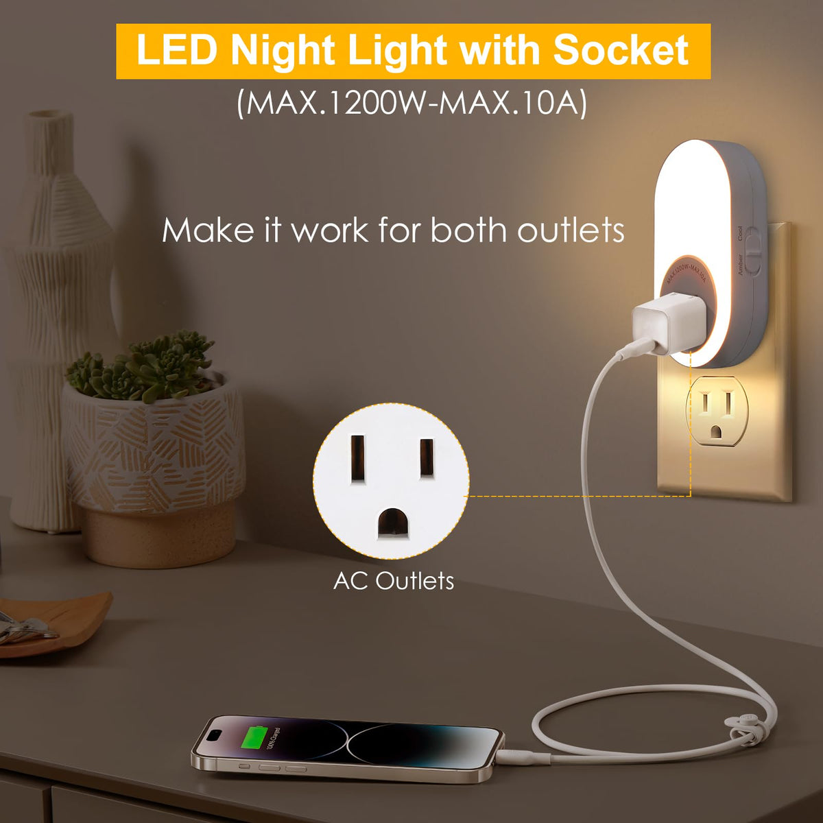Dawnrise dusk-to-dawn sensor night light with automatic on/off.