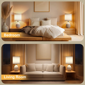 Dawnwake hand-crafted linen shade adds timeless texture to décor.
