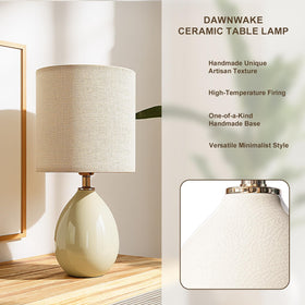 Dawnwake linen-cream shade lamp providing soft, natural bedroom lighting.