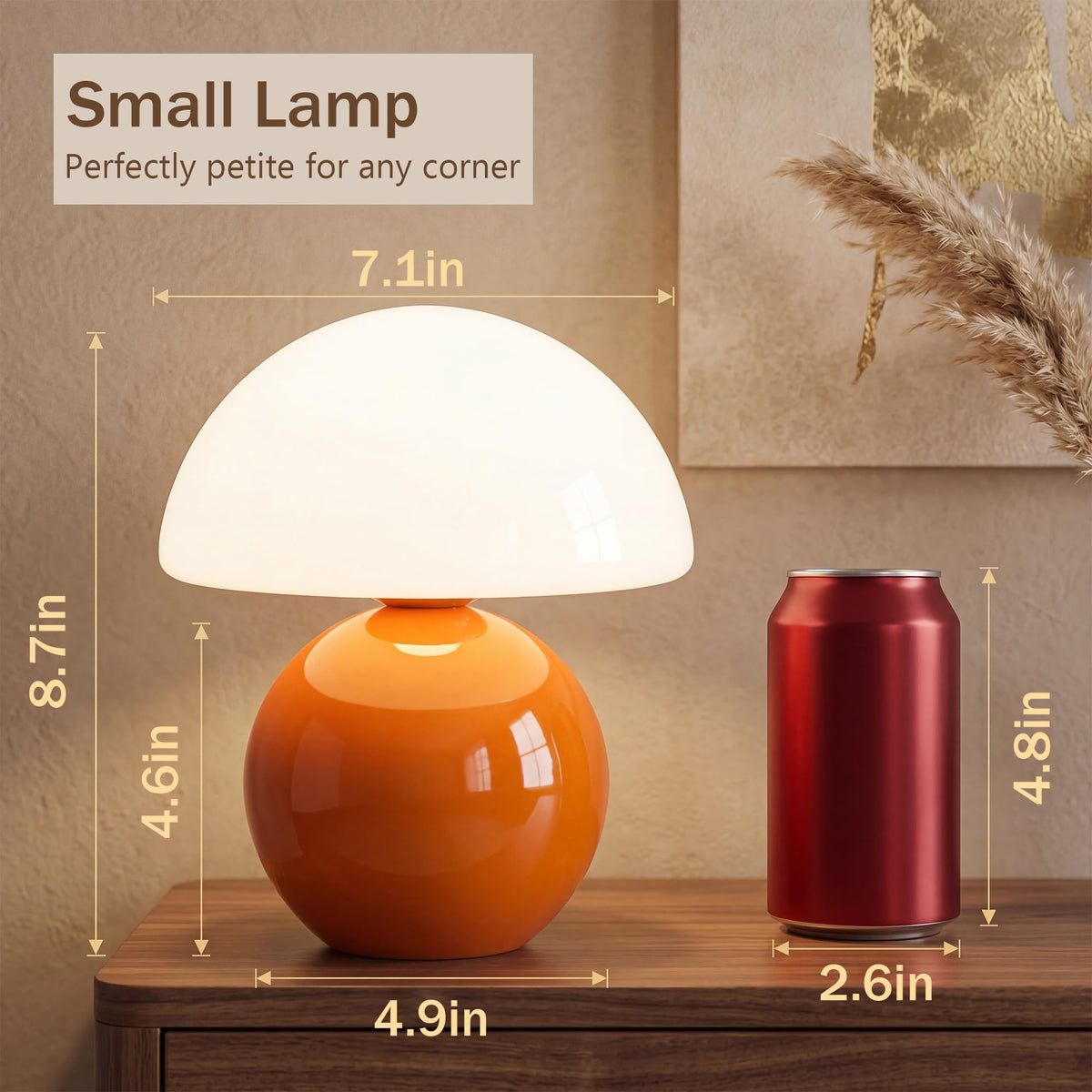Dawnwake bedside setup with mushroom lamp emits gentle light