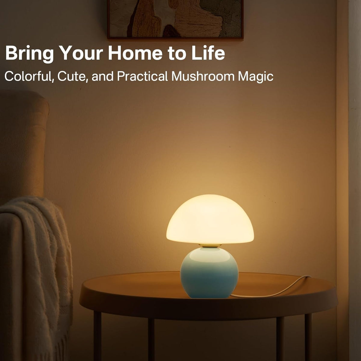 Dawnwake mushroom lamp glass shade for soft desk illumination